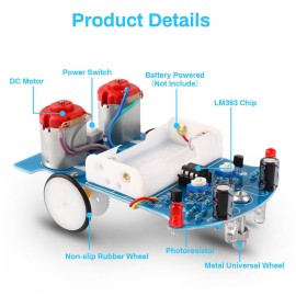 MiOYOOW Soldering Practice Kit, Line Following Robot Car Kit Beginners DIY Smart Car Soldering Project Kit for School Competition STEM Education, Learning Electronic Toys for 10+ Years Old Boys Girls