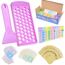 Kare & Kind Lip Balm Crafting Kit - Easy Lip Balm Filling Tray and Spatula - 50 Empty Lip Balm Tubes with Caps (10x5 Colors) - 3/16 Oz (5.5 ml) - 50 Writeable and 50 Printed Stickers - M