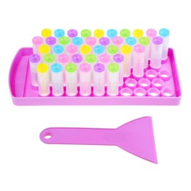 Kare & Kind Lip Balm Crafting Kit - Easy Lip Balm Filling Tray and Spatula - 50 Empty Lip Balm Tubes with Caps (10x5 Colors) - 3/16 Oz (5.5 ml) - 50 Writeable and 50 Printed Stickers - M
