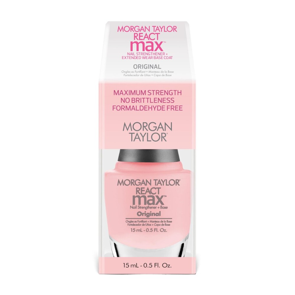 Morgan Taylor REACTmax Nail Strengthener & Extended Wear Base Coat - 2-in-1 Formula, Formaldehyde-Free, Strengthens, Nourishes & Protects Nails, No Brittleness, PolyElastin Complex (Original - 15mL)