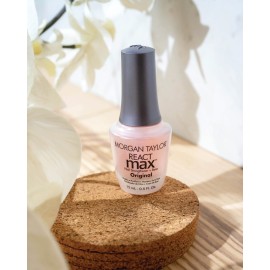 Morgan Taylor REACTmax Nail Strengthener & Extended Wear Base Coat - 2-in-1 Formula, Formaldehyde-Free, Strengthens, Nourishes & Protects Nails, No Brittleness, PolyElastin Complex (Original - 15mL)