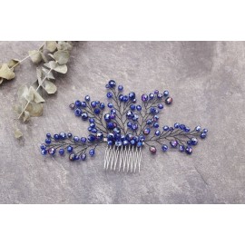 Missgrace Bridal Navy Blue Hair Comb Women Crystal Hair Clip Headpiece for Wedding and Party Vintage Hair Comb Bridal Hair Accessories
