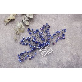 Missgrace Bridal Navy Blue Hair Comb Women Crystal Hair Clip Headpiece for Wedding and Party Vintage Hair Comb Bridal Hair Accessories