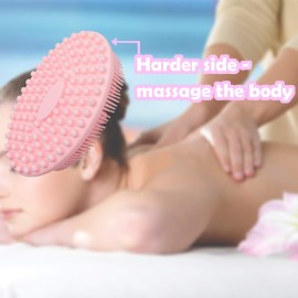 3 Set of Multifunctional Silicone Body Scrubber Loofah Soft and Skin-Friendly-,Easy to Clean,Scalp Massage Durable and Hygienic - Suitable for Various People and Pets (1 Count Pink)