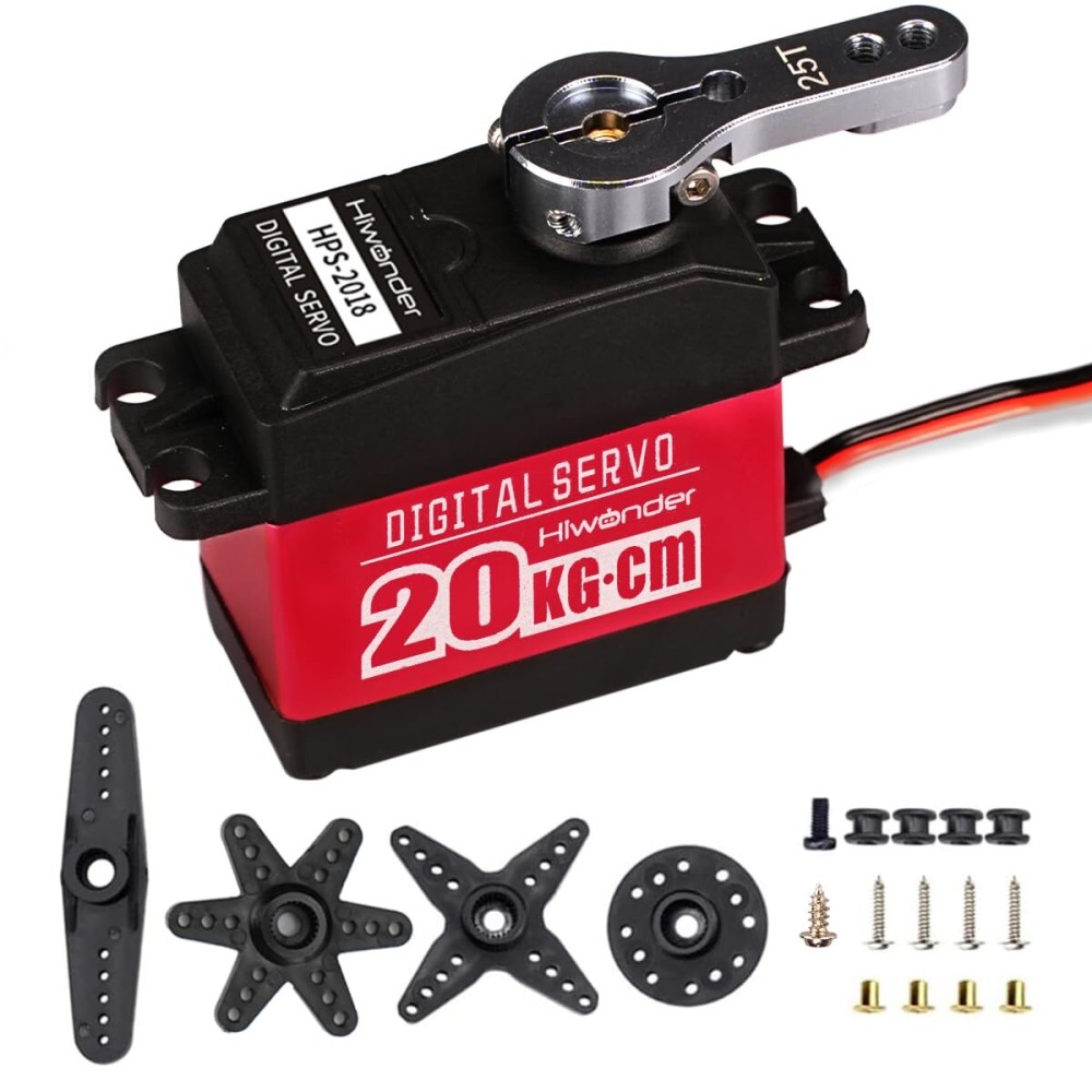 20KG RC Servo High Torque Servo Motors, Waterproof Full Metal Gear Steering Servo for 1/6 1/8 1/10 1/12 RC Car Robot DIY, Digital Servo with 25T Servo Horn, Control Angle 180