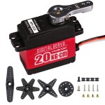 20KG RC Servo High Torque Servo Motors, Waterproof Full Metal Gear Steering Servo for 1/6 1/8 1/10 1/12 RC Car Robot DIY, Digital Servo with 25T Servo Horn, Control Angle 180
