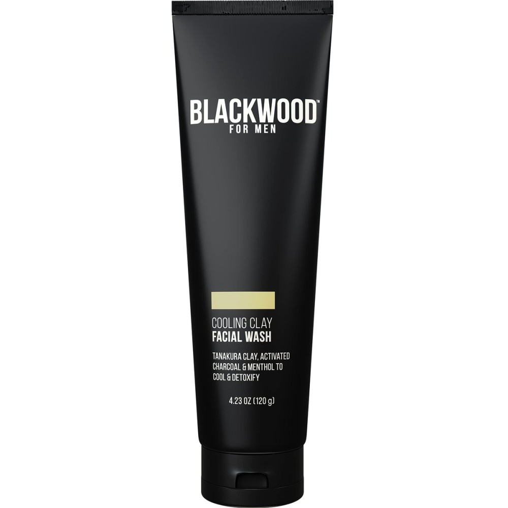 Blackwood For Men Cooling Clay Face Wash - Activated Charcoal, Menthol, & Tanakura Clay Cleanser & Mask for Deep Cleansing & Acne Treatment - Sulfate Free, Paraben Free, & Cruelty Free (4.23 oz)