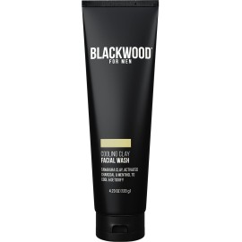 Blackwood For Men Cooling Clay Face Wash - Activated Charcoal, Menthol, & Tanakura Clay Cleanser & Mask for Deep Cleansing & Acne Treatment - Sulfate Free, Paraben Free, & Cruelty Free (4.23 oz)