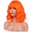 BERON Orange Wigs for Women Short Curly Girls Neon Orange Wig Womens Bright Colored 12 Wavy Bob Heat Resistant Synthetic Hair Wig with Wig Cap