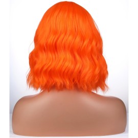 BERON Orange Wigs for Women Short Curly Girls Neon Orange Wig Womens Bright Colored 12 Wavy Bob Heat Resistant Synthetic Hair Wig with Wig Cap BERON Orange Wigs for Women Short Curly Girls Neon Orange Wig Womens Bright Colored 12 Wavy Bob Heat Resistant Synthetic Hair Wig with Wig Cap