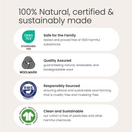 Woolino Merino Wool and Organic Cotton Baby Sleep Bag - 4 Season Classic Sleep Sack for Baby - Two-Way Zipper Sleeping Bag for Baby and Toddler - 6-18 Months - Stars