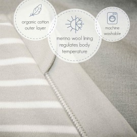 Woolino Merino Wool and Organic Cotton Baby Sleep Bag - 4 Season Classic Sleep Sack for Baby - Two-Way Zipper Sleeping Bag for Baby and Toddler - 6-18 Months - Stars