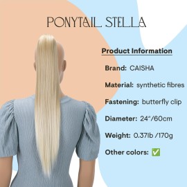 CAISHA 24 Hairpiece Ponytail Clip On Extension Long Hair Straight Light Blonde Mix H613