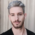 Voloria Men\'s Toupee Monofilament Net with PU around Base European Virgin Human Hair Lace Front Mens Hairpiece Hair Replacement System 108 20% 2 Color Mixed 80% Grey Color