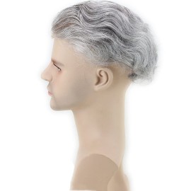 Voloria Men\'s Toupee Monofilament Net with PU around Base European Virgin Human Hair Lace Front Mens Hairpiece Hair Replacement System 108 20% 2 Color Mixed 80% Grey Color