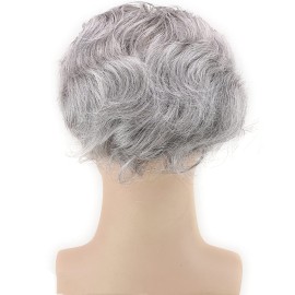 Voloria Men\'s Toupee Monofilament Net with PU around Base European Virgin Human Hair Lace Front Mens Hairpiece Hair Replacement System 108 20% 2 Color Mixed 80% Grey Color