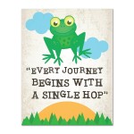 Every journey begins with a single step, nursery decor, 08x10 Inch Print wall decor, playroom decor, motivational quotes, inspirational decor, frog decor, every journey quote,Cute Decor for kids