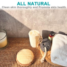 6 pcs/Set 44 Natural Exfoliating Face Pad Loofah Sponge Facial Brush - Shower Scrubber - Body Bath Spa for Men & Women, Renewable Resource (Front 100% Loofah + Back 100% Pile Fabrics) Pack of 6