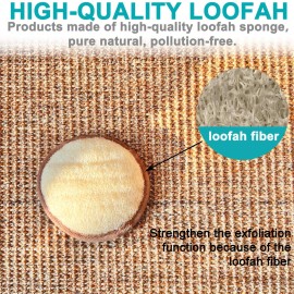 6 pcs/Set 44 Natural Exfoliating Face Pad Loofah Sponge Facial Brush - Shower Scrubber - Body Bath Spa for Men & Women, Renewable Resource (Front 100% Loofah + Back 100% Pile Fabrics) Pack of 6