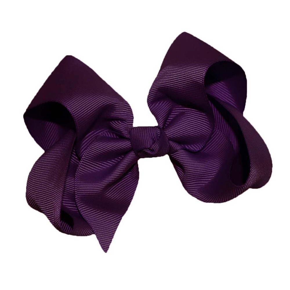 WD2U Girls 4 Solid Grosgrain Ribbon Boutique Hair Bow French Clip Barrette Plum Purple