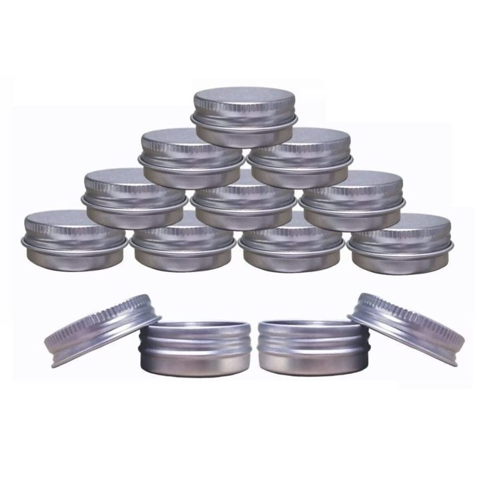 Aluminum Tin Jars, Cosmetic Sample Metal Tins Empty Container Bulk, Round Pot Screw Cap Lid, Small Ounce for Candle, Lip Balm, Salve, Make Up, Eye Shadow, Powder (12 Pack.5Oz/15ml) Aluminum Tin Jars, Cosmetic Sample Metal Tins Empty Container Bulk, Round Pot Screw Cap Lid, Small Ounce for Candle, Lip Balm, Salve, Make Up, Eye Shadow, Powder (12 Pack.5Oz/15ml)