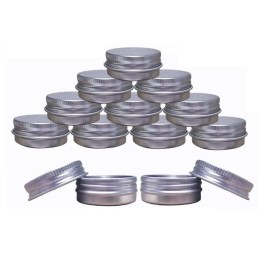 Aluminum Tin Jars, Cosmetic Sample Metal Tins Empty Container Bulk, Round Pot Screw Cap Lid, Small Ounce for Candle, Lip Balm, Salve, Make Up, Eye Shadow, Powder (12 Pack.5Oz/15ml) Aluminum Tin Jars, Cosmetic Sample Metal Tins Empty Container Bulk, Round Pot Screw Cap Lid, Small Ounce for Candle, Lip Balm, Salve, Make Up, Eye Shadow, Powder (12 Pack.5Oz/15ml)