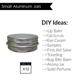 Aluminum Tin Jars, Cosmetic Sample Metal Tins Empty Container Bulk, Round Pot Screw Cap Lid, Small Ounce for Candle, Lip Balm, Salve, Make Up, Eye Shadow, Powder (12 Pack.5Oz/15ml) Aluminum Tin Jars, Cosmetic Sample Metal Tins Empty Container Bulk, Round Pot Screw Cap Lid, Small Ounce for Candle, Lip Balm, Salve, Make Up, Eye Shadow, Powder (12 Pack.5Oz/15ml)