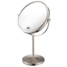 ALHAKIN 10x Magnifying Makeup Mirror, 8 Inch Tabletop Mirror with 1X/10X Magnification Double Sided, Standing Bathroom Makeup Mirror for Desk, Nickel