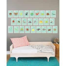 English Alphabet 08x10 Inch Print Wall Cards, Our World, Nature Themed, Kid\'s Wall Art, Nursery Decor, Kid\'s Room Decor, Gender Neutral Nursery Decor