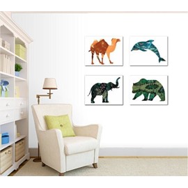 Animal Habitat Collection (Set of Four 08x10 Inch Print Wall Art Prints), Nursery Decor, Kid\'s Room Decor, Gender Neutral Nursery Decor, Baby Room, Playroom Decor, Nursery Rhyme