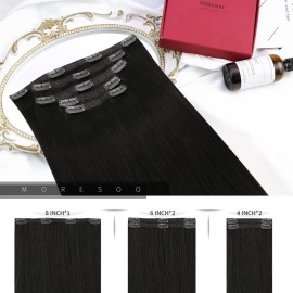 Moresoo Clip in Hair Extensions Remy Double Weft Human Hair Clip in Extensions Straight Hair Extensions for Women Natural Black 1B 12inch 5pcs 80g Moresoo Clip in Hair Extensions Remy Double Weft Human Hair Clip in Extensions Straight Hair Extensions for Women Natural Black 1B 12inch 5pcs 80g