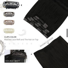 Moresoo Clip in Hair Extensions Remy Double Weft Human Hair Clip in Extensions Straight Hair Extensions for Women Natural Black 1B 12inch 5pcs 80g Moresoo Clip in Hair Extensions Remy Double Weft Human Hair Clip in Extensions Straight Hair Extensions for Women Natural Black 1B 12inch 5pcs 80g