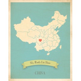 Wall Map, My Roots China Personalized Wall Map 05x07 Inch Print, Kid\'s China Map Wall Art, Wall Art Print, Nursery Decor, Nursery Wall Art