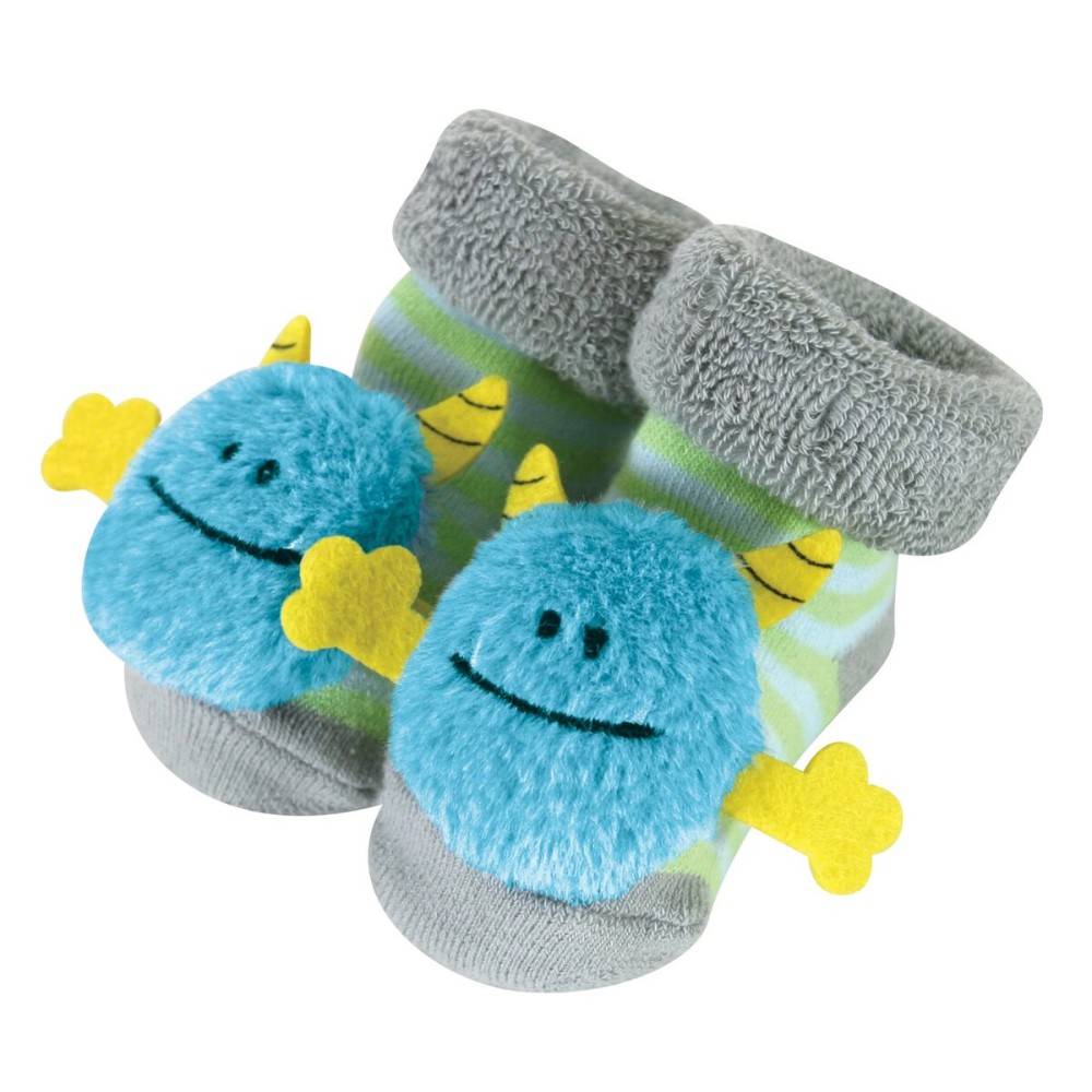 Stephan Baby Rattle Socks, Blue Monsters, Fits 3-12 Months