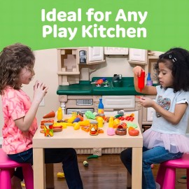 Jaxojoy 122 Piece Pretend Food Set for Kids - Food Toys for Kids Kitchen Set - Pretend Play Kitchen Accessories and Playset for Interactive and Imaginative Activities
