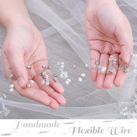 Yean Wedding Hair Vine Long Bridal Headband Hair Accessories for Bride and Bridesmaid (100cm / 39.3inches) (Silver)