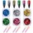 MEILINDS Nail Art Foil Flakes Glitter Holographic Nail Flake Sequins Broken Glass Effect Shining Gold Nail Foil Glitters Powder Nail Art Decoration 6 Colors/Set