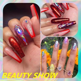 MEILINDS Nail Art Foil Flakes Glitter Holographic Nail Flake Sequins Broken Glass Effect Shining Gold Nail Foil Glitters Powder Nail Art Decoration 6 Colors/Set MEILINDS Nail Art Foil Flakes Glitter Holographic Nail Flake Sequins Broken Glass Effect Shining Gold Nail Foil Glitters Powder Nail Art Decoration 6 Colors/Set