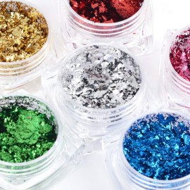 MEILINDS Nail Art Foil Flakes Glitter Holographic Nail Flake Sequins Broken Glass Effect Shining Gold Nail Foil Glitters Powder Nail Art Decoration 6 Colors/Set MEILINDS Nail Art Foil Flakes Glitter Holographic Nail Flake Sequins Broken Glass Effect Shining Gold Nail Foil Glitters Powder Nail Art Decoration 6 Colors/Set