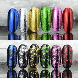 MEILINDS Nail Art Foil Flakes Glitter Holographic Nail Flake Sequins Broken Glass Effect Shining Gold Nail Foil Glitters Powder Nail Art Decoration 6 Colors/Set MEILINDS Nail Art Foil Flakes Glitter Holographic Nail Flake Sequins Broken Glass Effect Shining Gold Nail Foil Glitters Powder Nail Art Decoration 6 Colors/Set