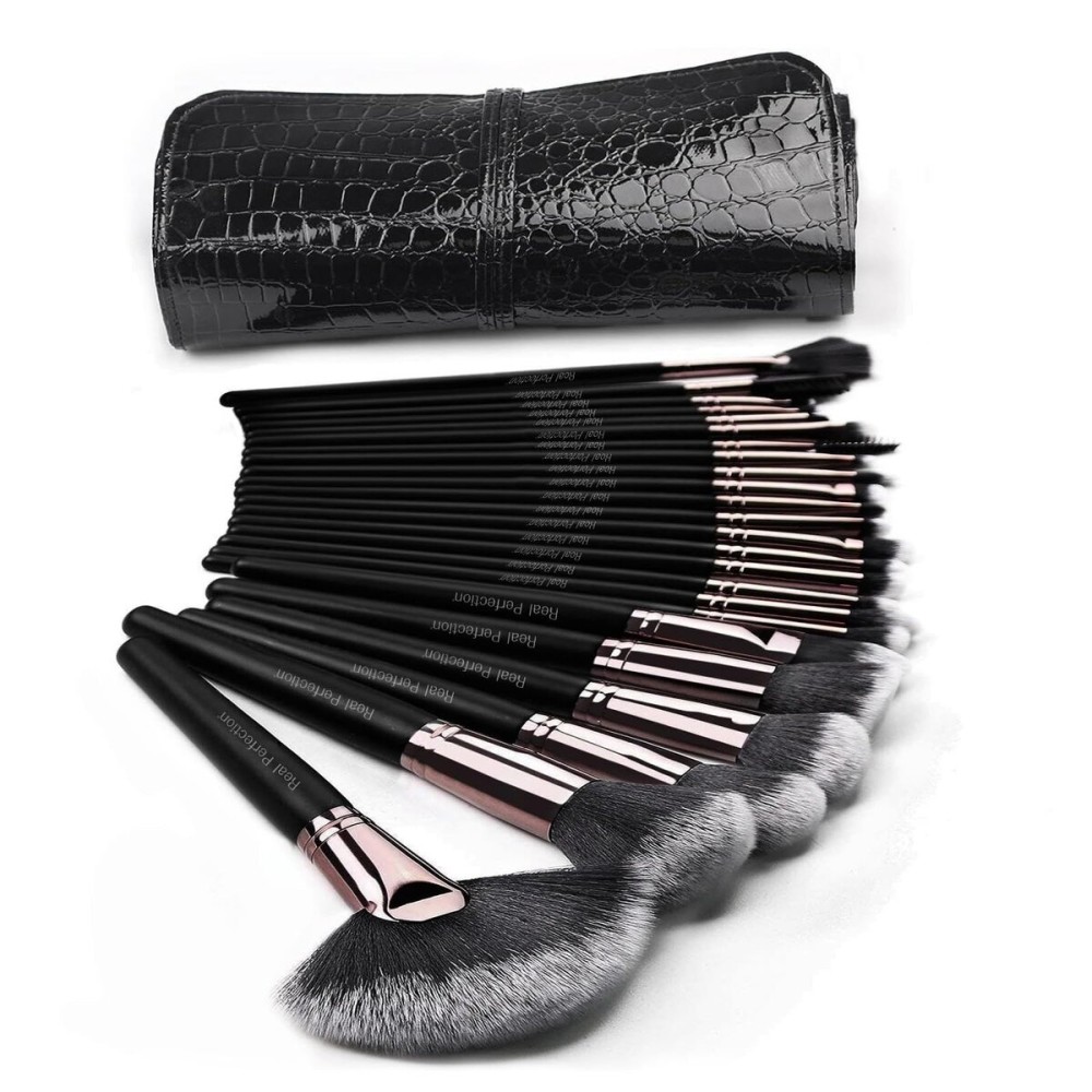 Real Perfection Makeup Brushes 24pcs Makeup Brush Set Premium Synthetic Powder Foundation Contour Blush Concealer Eye Shadow Blending Liner Make Up Brush Kit with Case Real Perfection Makeup Brushes 24pcs Makeup Brush Set Premium Synthetic Powder Foundation Contour Blush Concealer Eye Shadow Blending Liner Make Up Brush Kit with Case