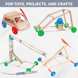 Toy Wheels - Bulk Pack of 100 - Small Plastic Wheels for Toy Cars, STEM Projects, Crafts, Mini Vehicles