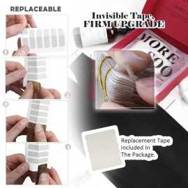 Moresoo Tape in Hair Extensions Human Hair 1 Jet Black Hair Tape in Human Hair Extensions Invisible Glue in Extensions Real Hair Straight 40 Pieces 100g 16 Inch