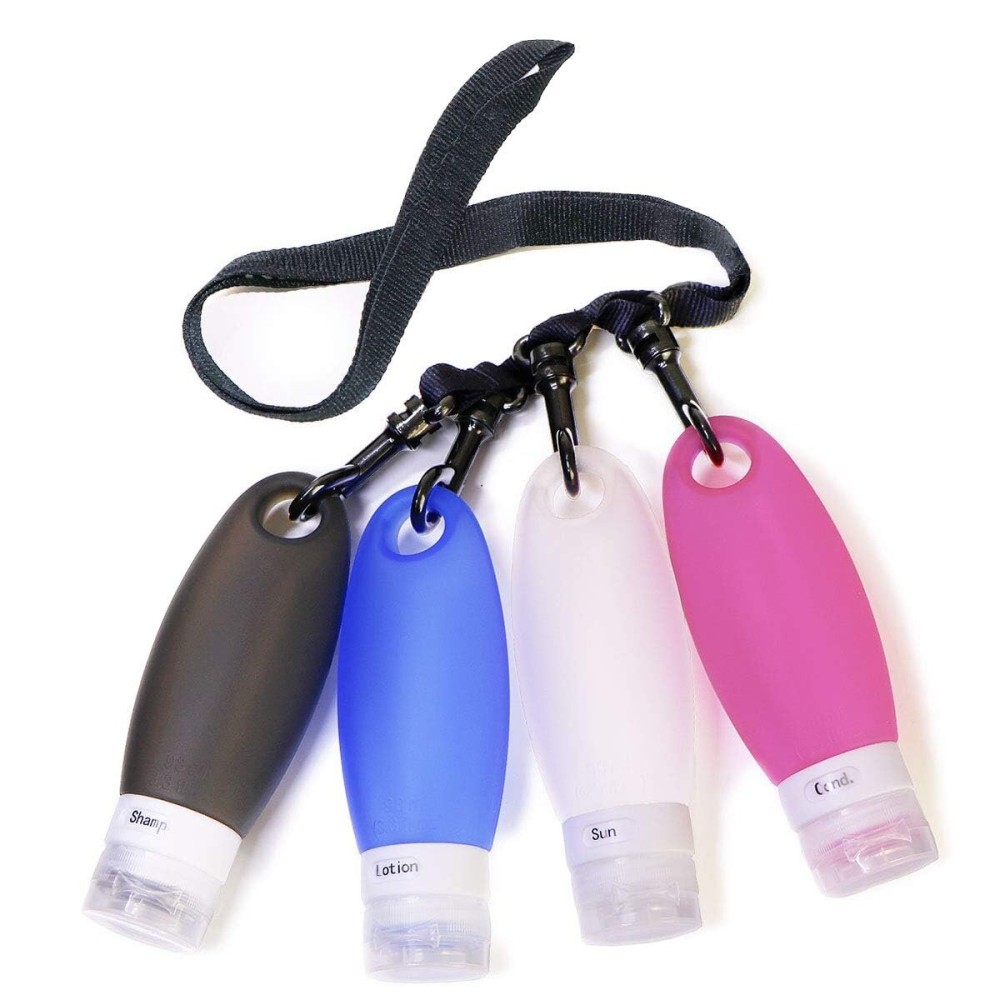 SANTREST Gym Refillable Bottles Leak Proof Camping Travel Containers with Shower Lanyard,3.3oz TSA Approved Squeezable Silicone Travel Tube Set for Gym Shampoo Lotion Soap SANTREST Gym Refillable Bottles Leak Proof Camping Travel Containers with Shower Lanyard,3.3oz TSA Approved Squeezable Silicone Travel Tube Set for Gym Shampoo Lotion Soap