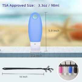 SANTREST Gym Refillable Bottles Leak Proof Camping Travel Containers with Shower Lanyard,3.3oz TSA Approved Squeezable Silicone Travel Tube Set for Gym Shampoo Lotion Soap SANTREST Gym Refillable Bottles Leak Proof Camping Travel Containers with Shower Lanyard,3.3oz TSA Approved Squeezable Silicone Travel Tube Set for Gym Shampoo Lotion Soap