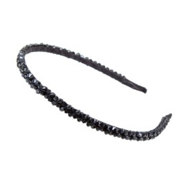 AKOAK Fashion Super Shiny Women Two Rows Black Crystal Beads Headband Girls Headwear Rhinestone Beaded Hair Band Hair Accessories