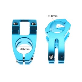 31.8 Stem 45mm Bike Stem Wake Mountain Bike Stem Short Handlebar Stem for Most Bicycle, Road Bike, MTB, BMX, Fixie Gear, Cycling (Aluminum Alloy, Black Blue Gold Red) (Blue)