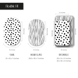 Bassinet Sheet Set 2 Pack 100% Jersey Cotton Black and White Abstract Stripes and Dots by Ely\'s & Co