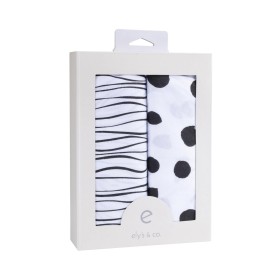 Bassinet Sheet Set 2 Pack 100% Jersey Cotton Black and White Abstract Stripes and Dots by Ely\'s & Co