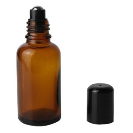 2PCS 100ML Upscale Empty Refillable Amber Glass Roll on Bottles Essential Oil Perfume Roller Bottles with Stainless Steel Roller Ball and Black Cap Attar Bottle